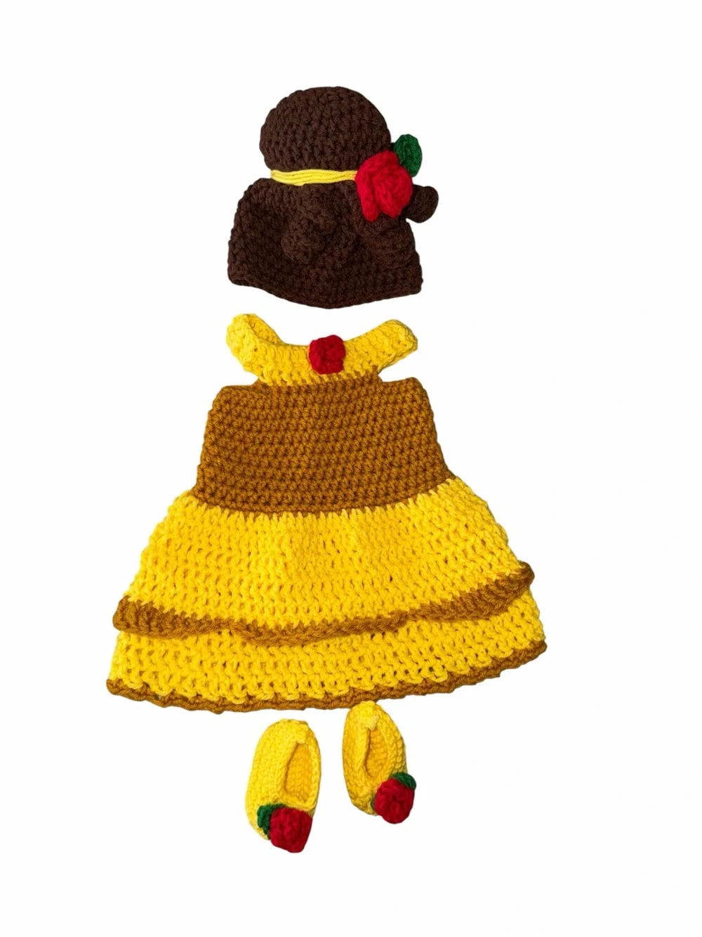 Disney Princess Belle inspired Handmade Crochet Dress and set for newborn